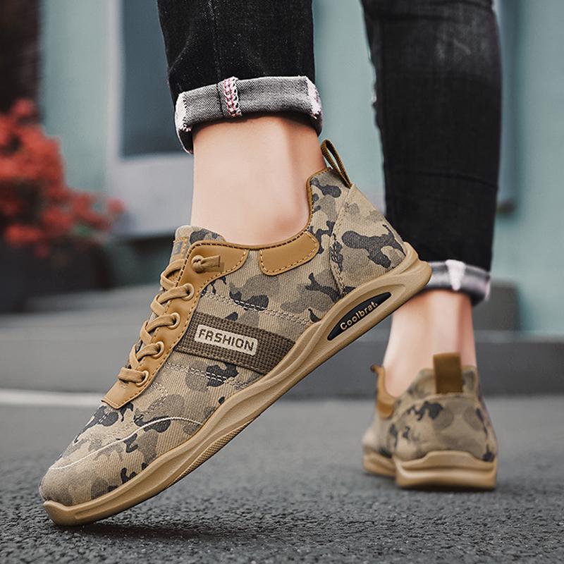 Весна Осень Мужская парусиновая обувь на плоской подошве Нескользящая брендовая крутая молодежная мужская уличная обувь Повседневная мягкая тканевая обувь