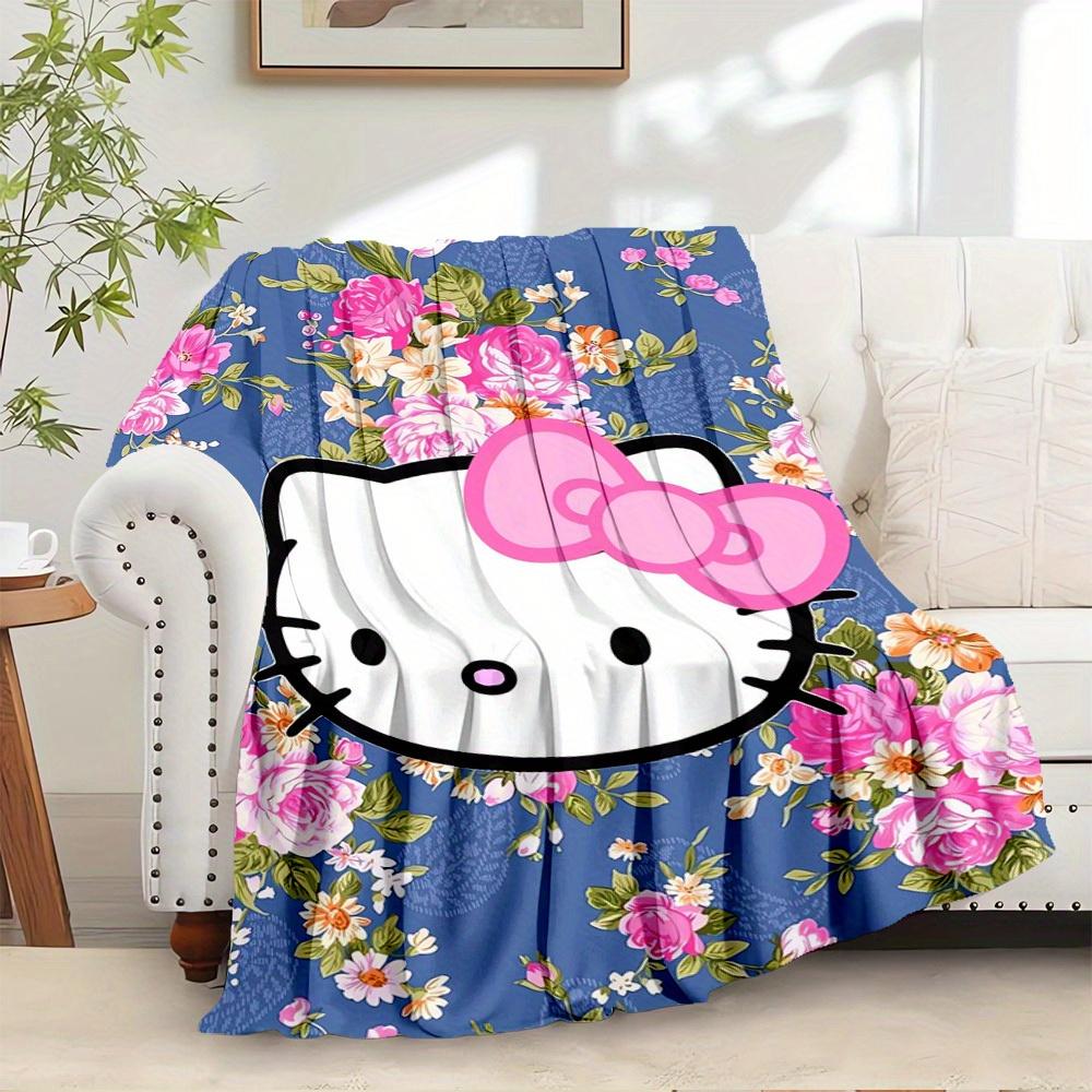 1pc Hello Kitty floral pattern blanket - seasonal home decor, comfortable and machine washable, suitable for all ages, an ideal gift for any