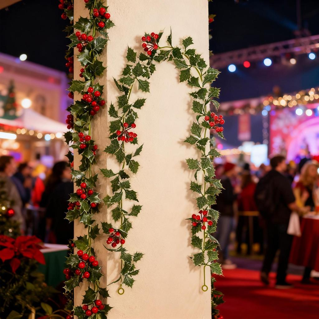 Гирлянда Рождественские украшения Реалистичные листья 69 дюймов Декоративные лианы Для дома Гостиной Входной двери Патио Сада