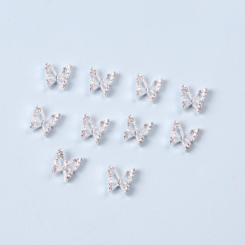 10 шт., подвески для ногтей Bufferfly, металлические фигурки для ногтей, 3d детали для ногтей, металлические подвески, кавайные аксессуары для маникюра, стразы