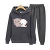 Women Long Sleeve Hoodie Set Kawaii Girl Anime Sweatshirt Set Oversized Cute Couple Valentine's Day Gift Hoodie Set