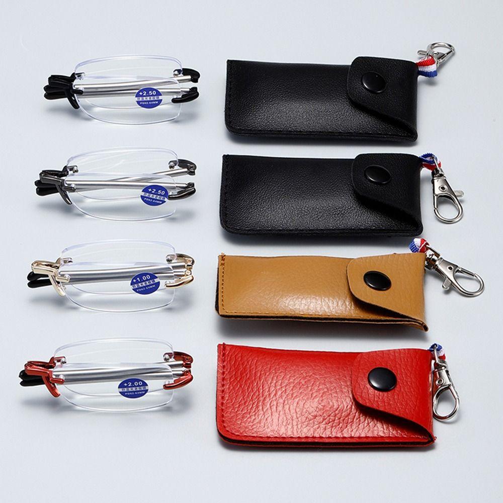Новые складные очки для чтения с цепочкой для ключей, женские очки для чтения с металлической антенной и сумкой, антисиние складные очки для чтения