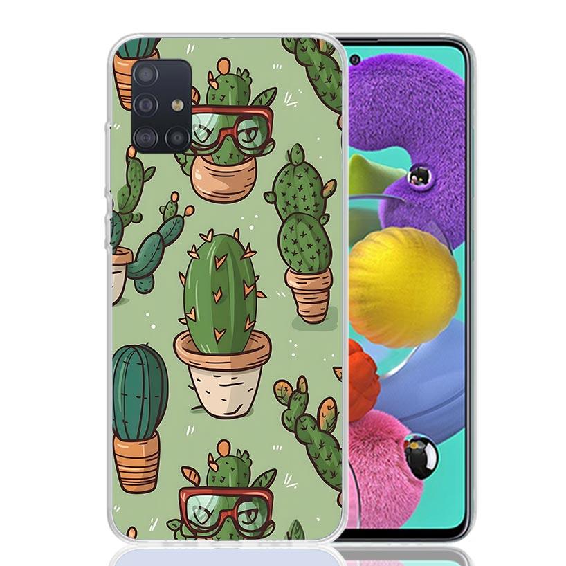 Cartoon Plant Cactus Phone Case for Samsung Galaxy A52 A51 A50S A12 A22 A32 A72 A10S A30S A31 A71 Note 20 Ultra 10 Plus S10 Gala