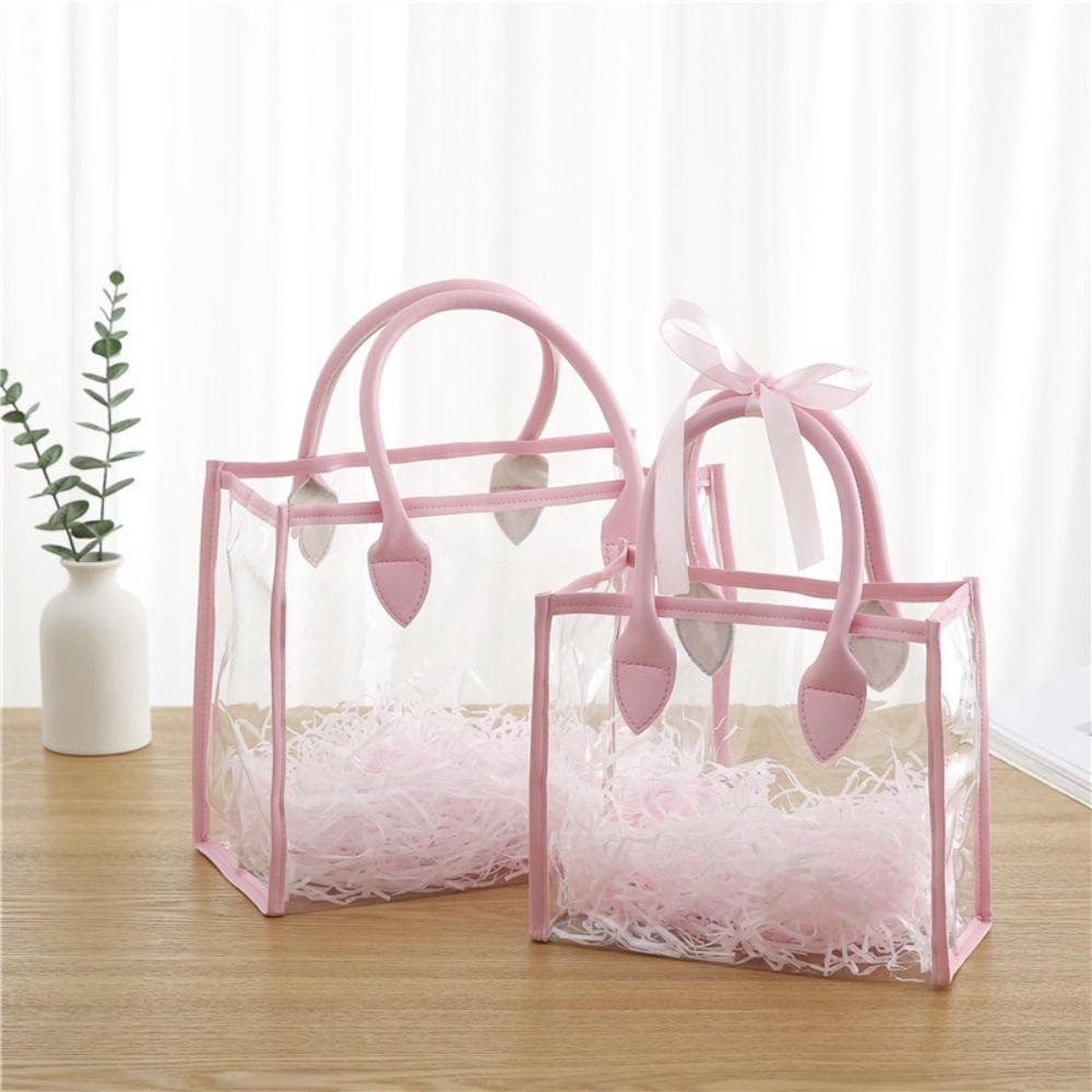 PVC Gift Bag Pink White Storage Bag Creative Shopping Bags
