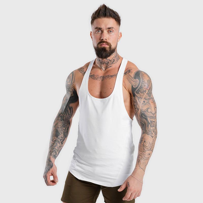 Men Gym Clothing Vest Top Casual Tank Tops Summer Bodybuilding Fitness Workout Undershirt Elastic Quick-Drying Sleeveless