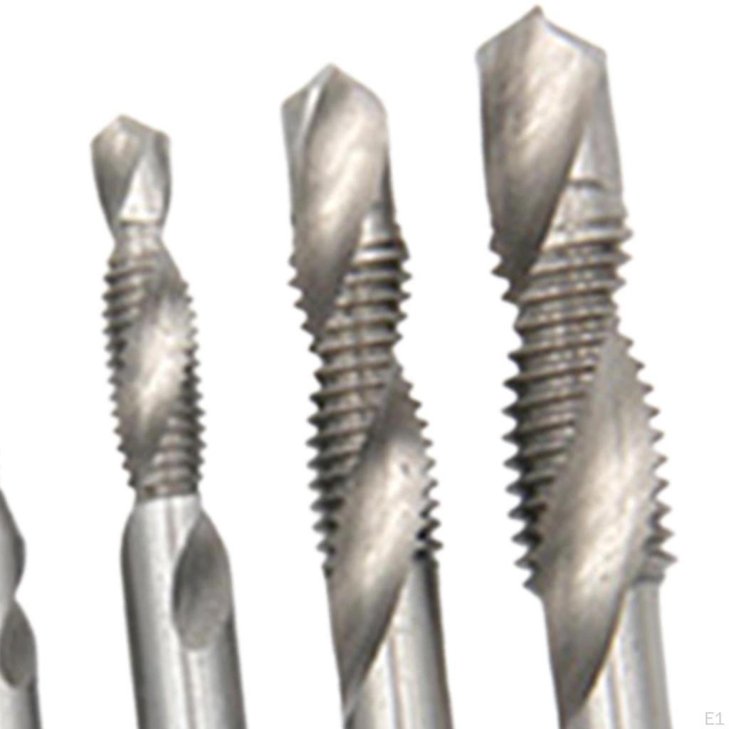 6 Pieces Combination Drill Tap Bits HSS Spiral M3 M4 M5 M6 M8 M10 Tapping Tool