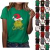 Women's Casual Christmas Printed Short Sleeved Loose Round Neck Pullover Top Top