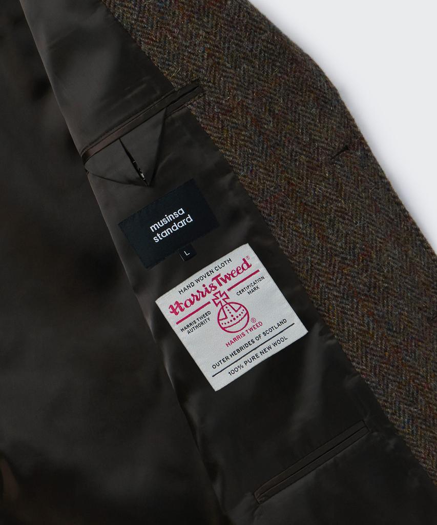 MUSINSA STANDARD [Harris Tweed] Herringbone Check Out Pocket Blazer [Brown]