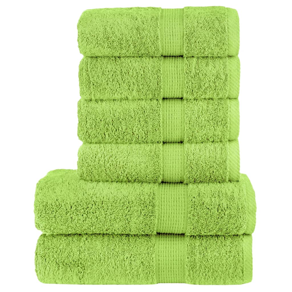 6 Piece Premium Towel Set SOLUND Apple Green 600 g m²