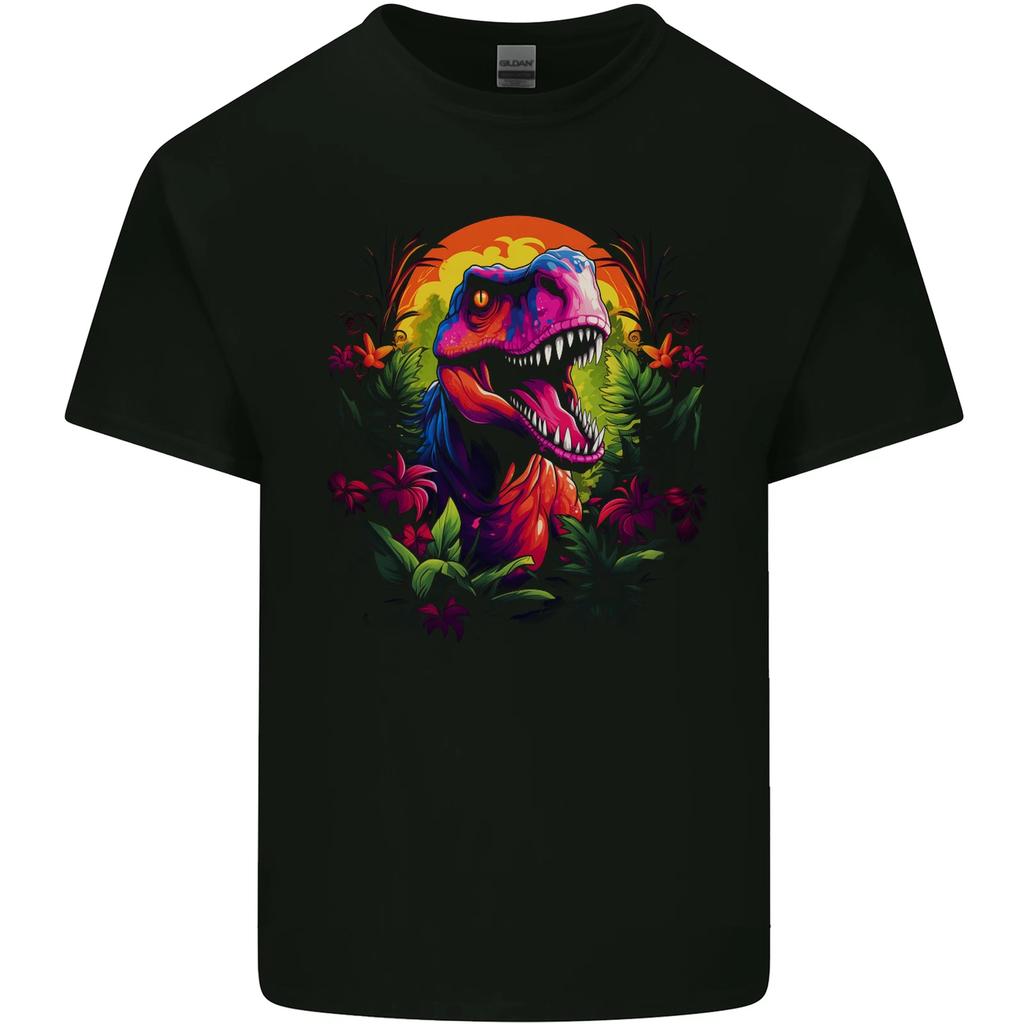 Tropical T-Rex in a Forest With a Moon Kids T-Shirt Childrens