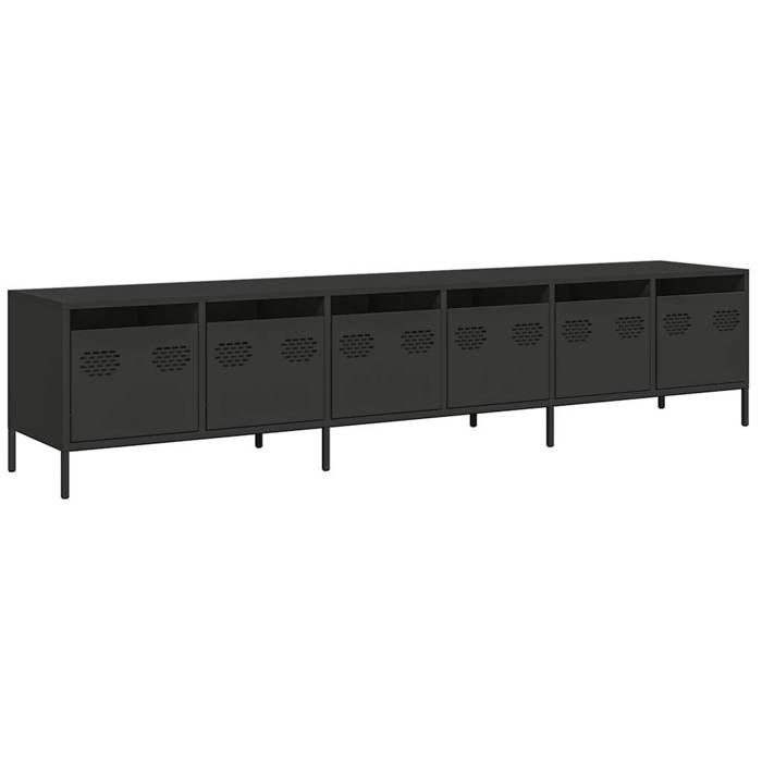 VidaXL Meuble TV noir 202x39x43,5 cm acier laminé à froid, banc TV, meuble métallique, meuble multimédia, buffet TV, meuble 3307149