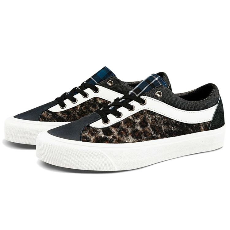 Vans Bold Ni Retro Casual Low-Top Skate Shoes Unisex Sneakers Black Gray Leopard-Print VN0A3WLP2OO