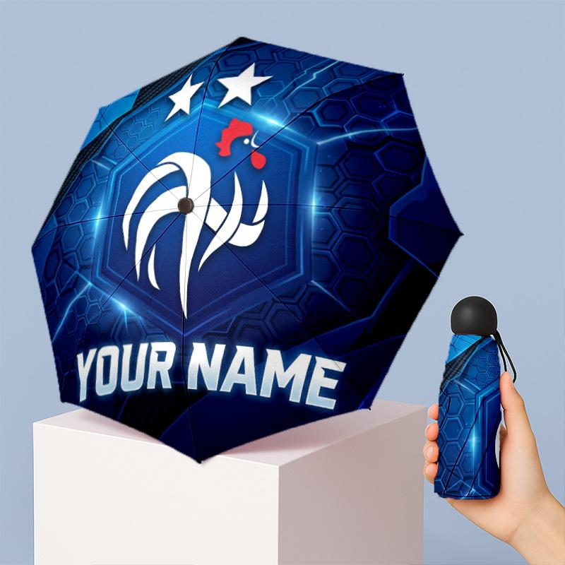 France national football team Manual Five Fold 8 Rib Umbrella Support Custom Text, Lightweight Travel Umbrella