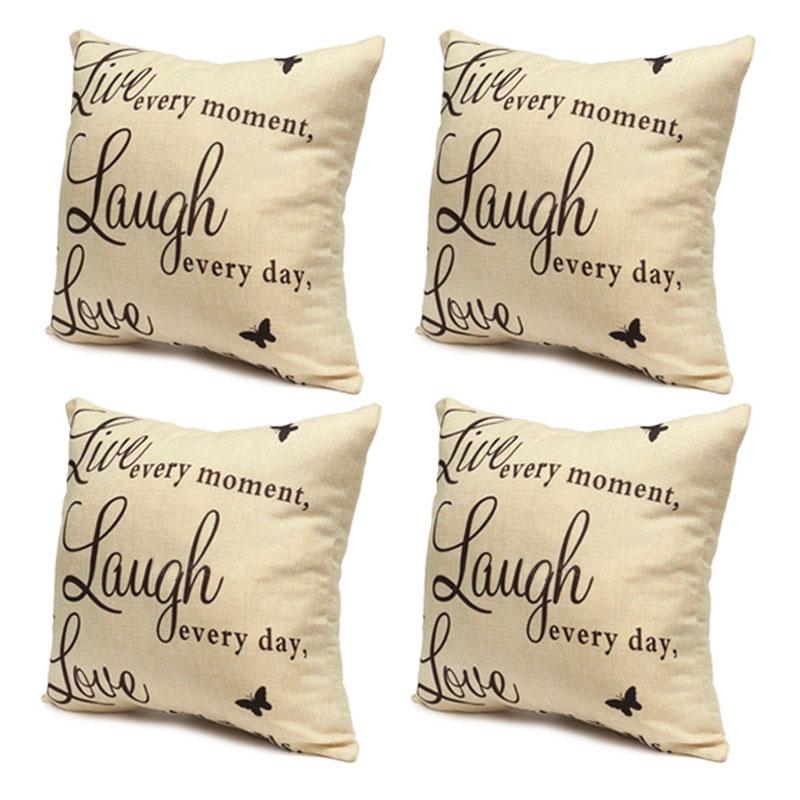 Новый Чехол для подушки Live Laugh Love Quotes Home Decor из хлопка и льна