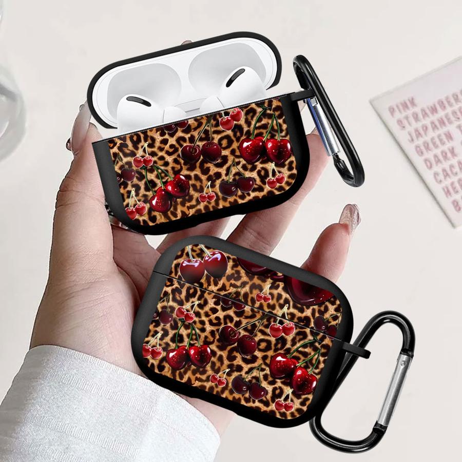 Чехол для наушников 'Леопардовая вишня' Чехол-футляр для Airpods 4 Pro3 Pro Pro2 1 2 3