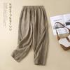 Lace Lace Cotton Linen Harem Pants for Women In Summer Tying Linen Nine-point Radish