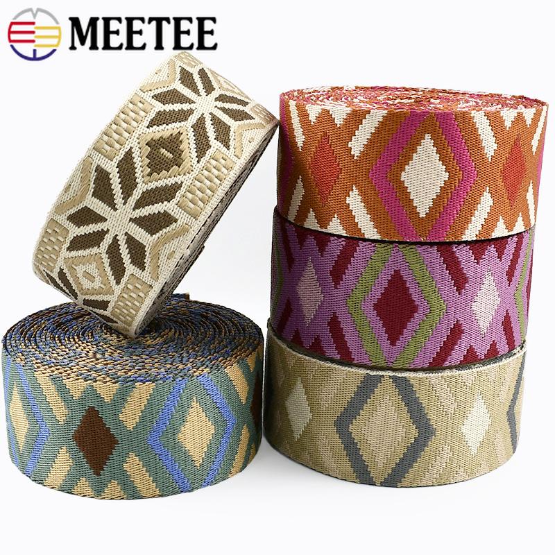 1-10M Meetee 50 мм Полиэстеровая Ленточная Тесьма для Рюкзака Жаккардовая Лента для Сумки Декоративные Полосы для Одежды Швейные Аксессуары DIY