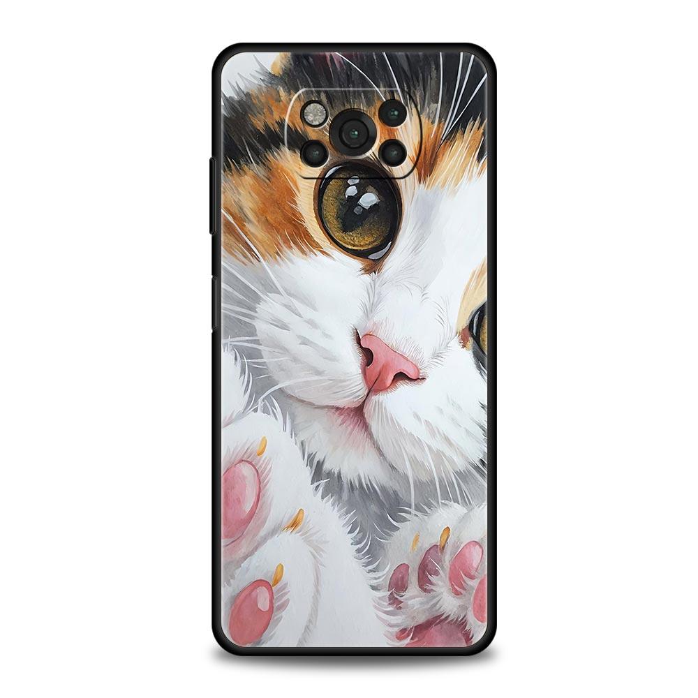 Милый Чехол-Крышка для Телефона с Кошкой для Xiaomi Poco F7 Ultra F6 F5 F4 F3 X6 X5 X4 X3 NFC C51 C55 M4 GT 5G Мягкий ТПУ Корпус Fundas Capas Сумка