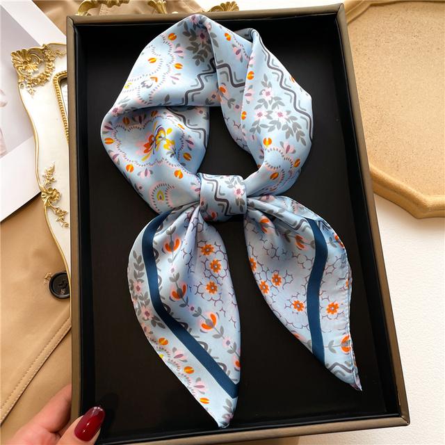 Silk Scarf For Women Luxury Hijab Hair Bands Square Neckerchief Female Satin Shawl Ribbon Headband Fashion Wraps Bandana