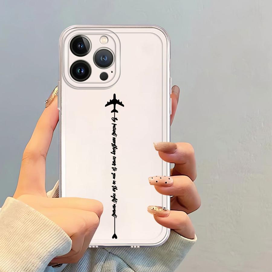 Линии Самолета с Сердечком Чехол для iPhone 17 Pro Max Air 7 8 16 12 Mini XS Max 15 11 13 Pro XR 14 Plus Мягкий Чехол для Телефона