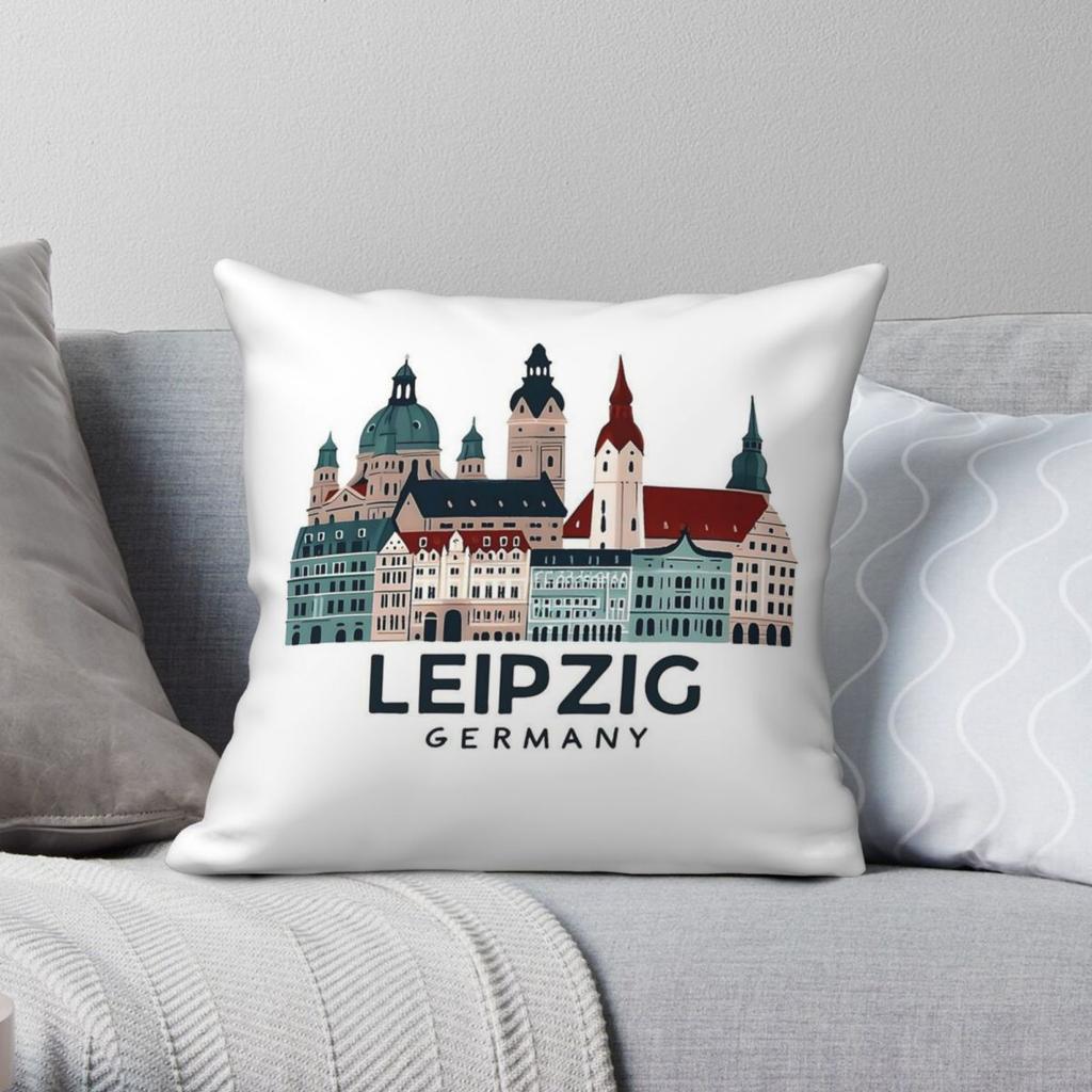 Leipzig Germany Square Pillowcase Polyester Linen Velvet Creative Zip Decor Throw Pillow Case Home Cushion Cover