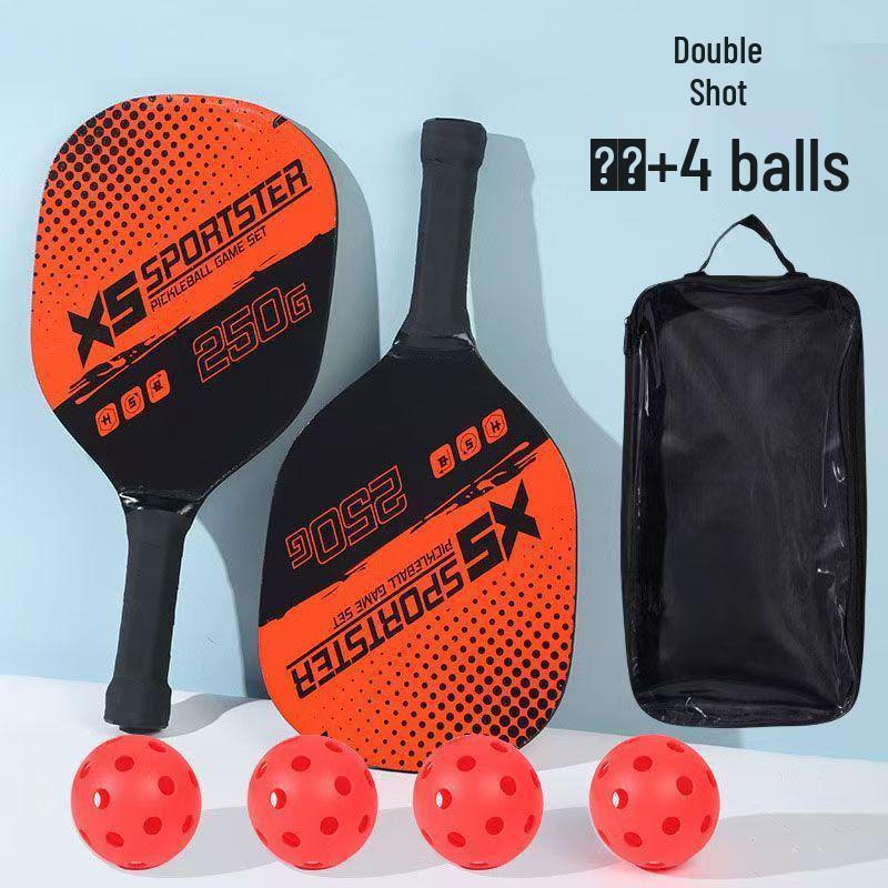 Red Wooden Pickleball Paddle & Ball Set - Outdoor Fitness & Beach Racket Equipment