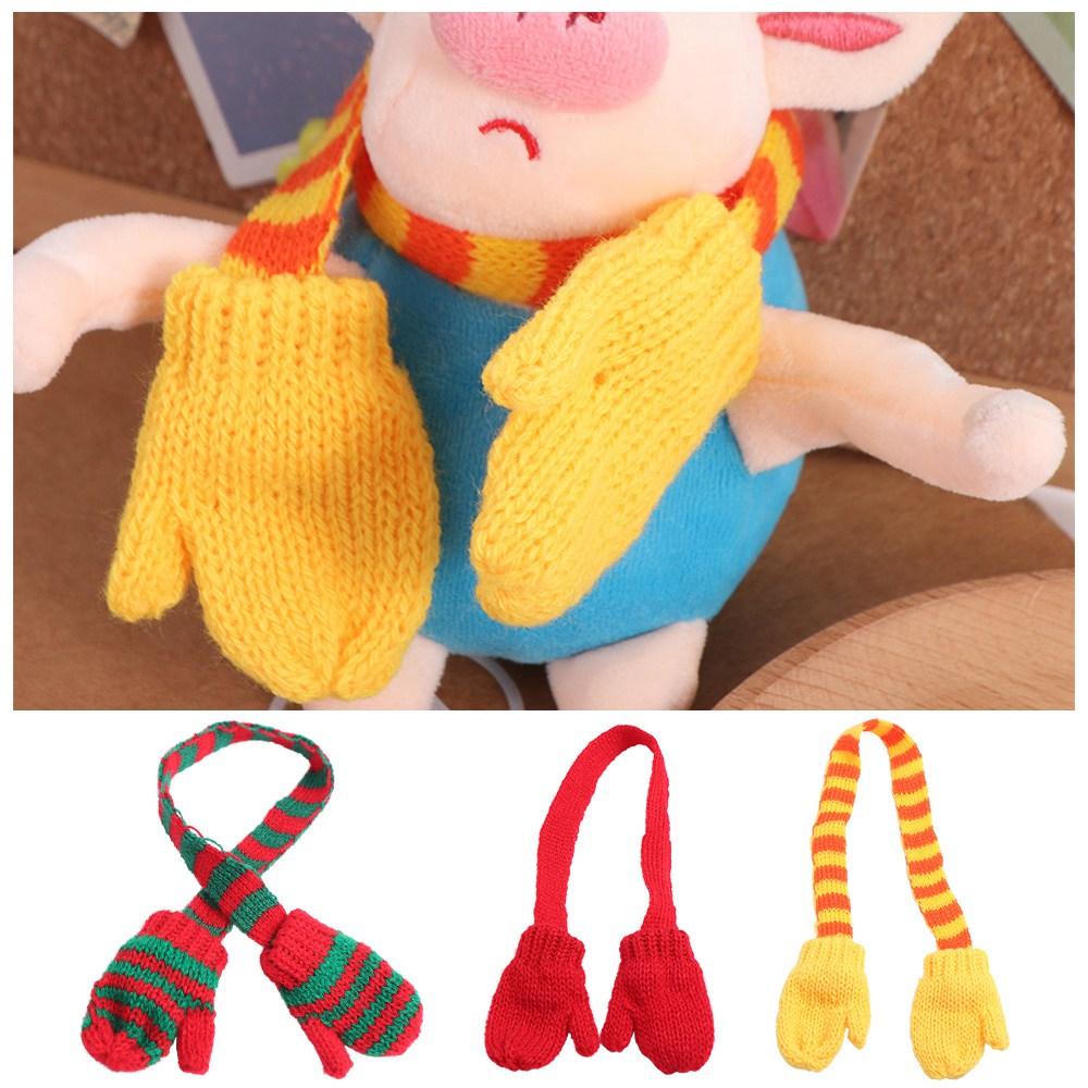 Мягкий кукольный шарф с перчатками Шарф на шею Шапочка для мини-кукол Милые зимние кукольные аксессуары Рождество