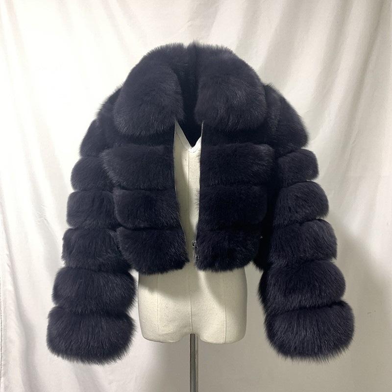 Imitation Fox Fur Jacket Women's Lapel Long-sleeved Fur Splicing Top