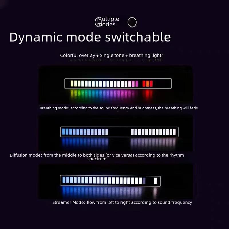 RGB светодиодная лента с Bluetooth и голосовым управлением - Световая панель с датчиком цвета, световой эффект под музыку и атмосферное освещение для рабочего стола или автомобиля.