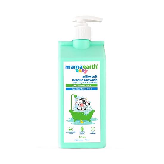 Mamaearth Milky Soft Head To Toe Wash With Oats, Milk, and Calendula for Babies- 400 Ml 2-in-1 Tear-Free Body Wash & Shampoo