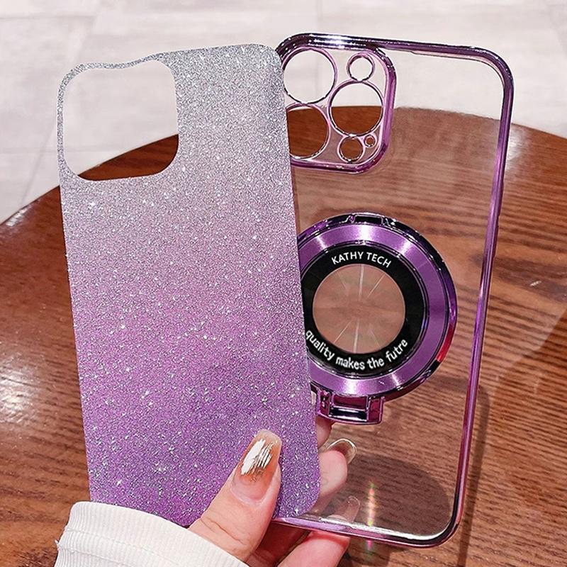 Reno10pro Luxury Glitter Plating Holder Silicone Case For Oppo Reno 10 11 12 Reno10 Pro 10pro Shockproof Protect Stand Cover