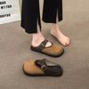Мода 2025 года, тренд, балетки, мюли, тапочки, домашняя повседневная обувь, зимние туфли с открытой пяткой, модные шлепанцы для ходьбы, обувь с квадратным носком, Mujer Zapatos