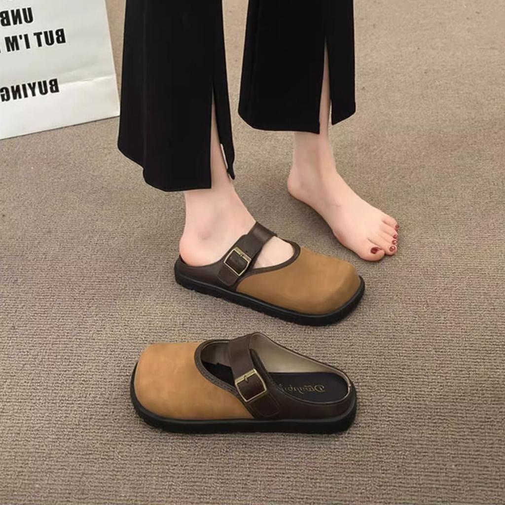 Мода 2025 года, тренд, балетки, мюли, тапочки, домашняя повседневная обувь, зимние туфли с открытой пяткой, модные шлепанцы для ходьбы, обувь с квадратным носком, Mujer Zapatos