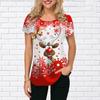 Elk Snowman T-Shirt For Women Summer Oversized Tshirt Christmas Print Graphic Top 2023 Fashioncasual Female O-Neck Tees Pullover