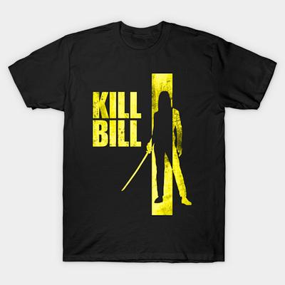 Мужская черная футболка с принтом Kill Bill Винтажное произведение искусства Печать методом термопереноса без вырезания Хлопковая футболка