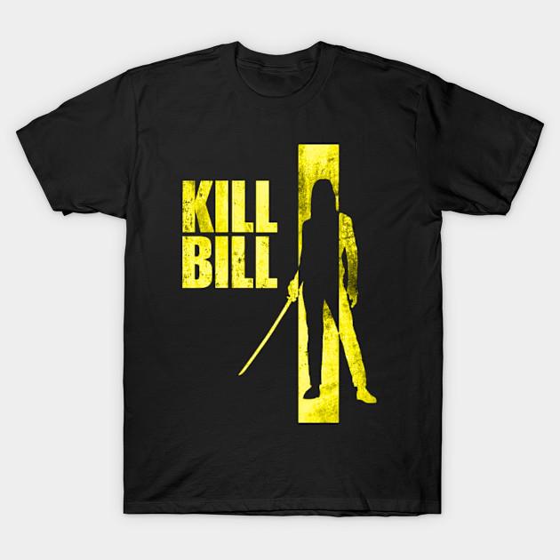 Мужская черная футболка с принтом Kill Bill Винтажное произведение искусства Печать на бумаге-трансфере без вырезания Хлопковая футболка