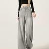 Women's Plus Size Light Gray Wide-Leg High Waist Jeans - Slimming, Loose Fit for Spring & Autumn