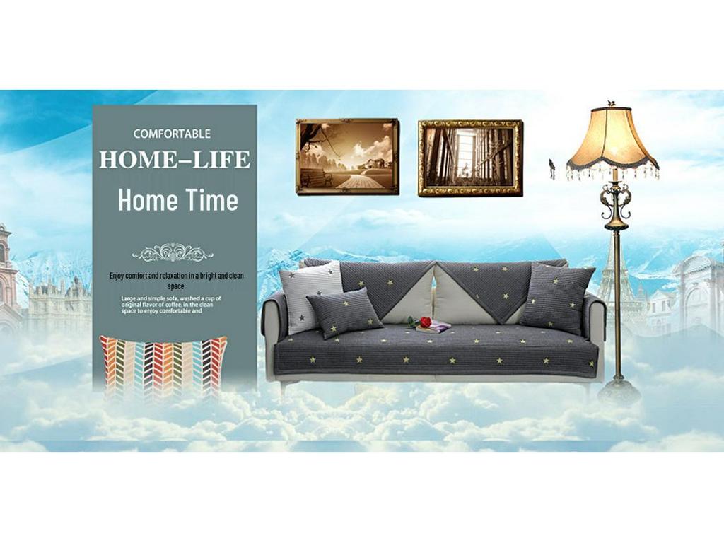 Four Seasons Universal Non-Slip Embroidered Flower Sofa Cushion