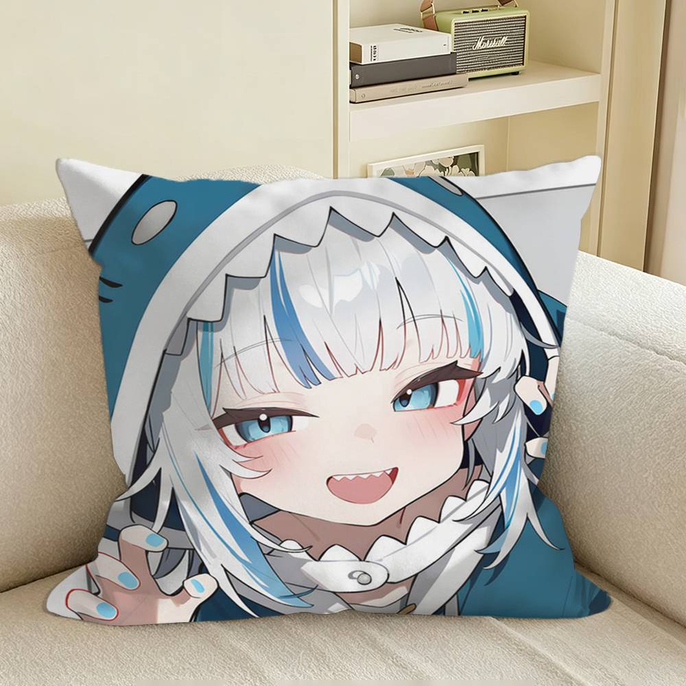 HoloEN GGawr GGura VTuber Square Sofa Pillow Cover Solid Color Living Room Home Decor Cushion Case