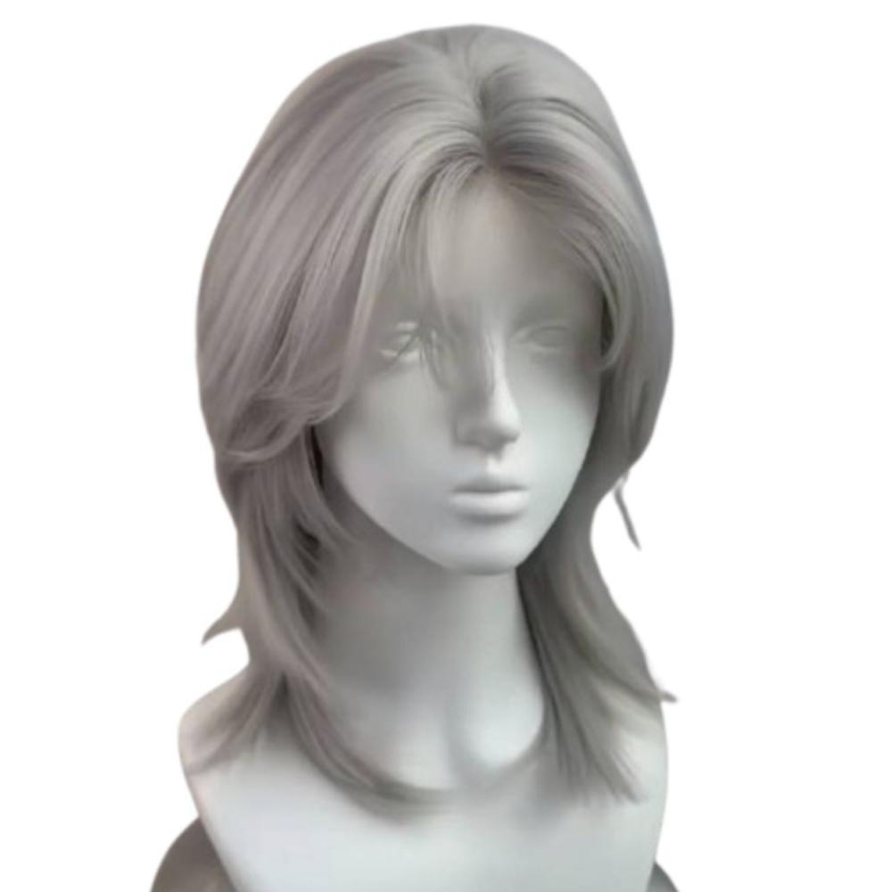 Short Straight Mullet Head Wigs with Bangs Wolf Tail Anime Men Wigs Halloween