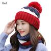 2PCS/Set Warm Scarf Set Neck Protection Beanies Hat Winter Knitted Hat  Women