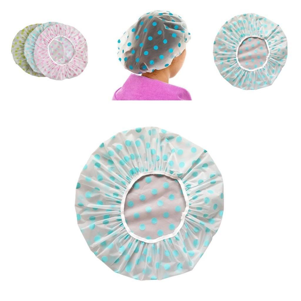 Thickening Oil-proof Shower Cap Reusable Blue/yellow/pink Polka Dot Spa Cap