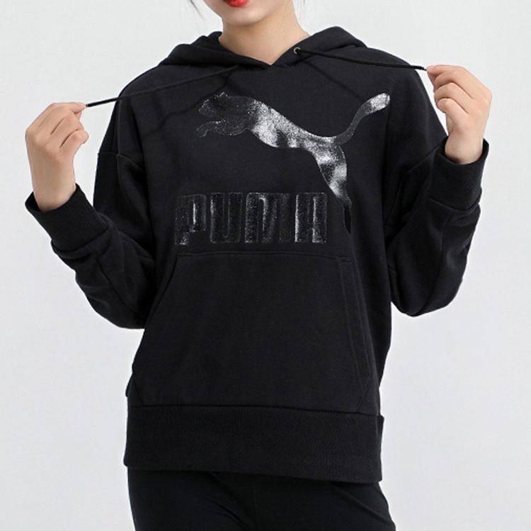 PUMA Sweatshirts Women's Black Hooded Moderate Regular 599197-51