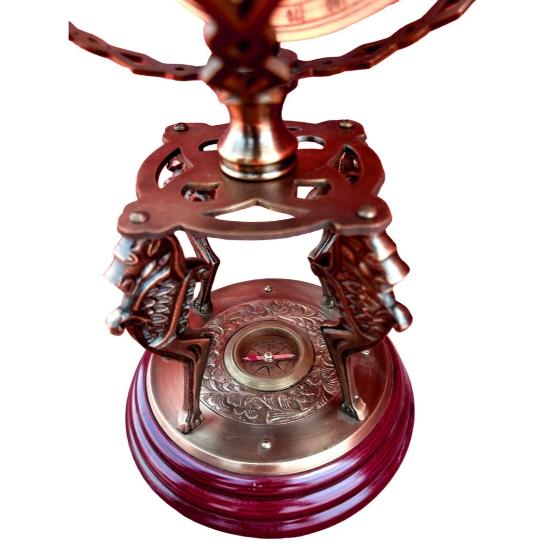 Армиллярная сфера, античный вид, латунный глобус с компасом у основания, 18 дюймов - Армиллярная сфера для домашнего декора - Армиллярная сфера для офисного стола