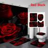 4 Styles Red Rose Shower Curtain Bathroom Set Valentine's Day Series Pattern Waterproof Bathroom Mats Rugs Carpets Toilet Lid Cover Set