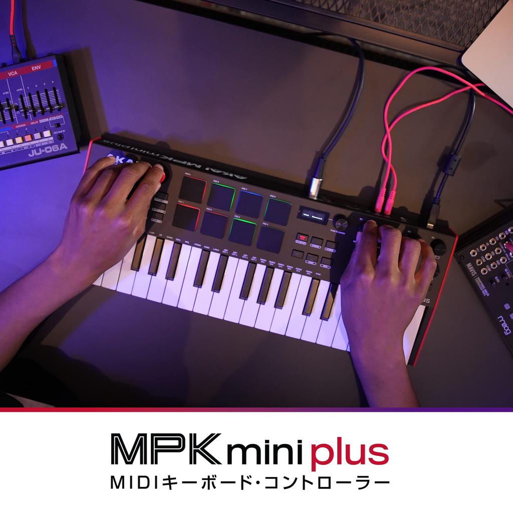 Akai Professional 37-клавишная USB MIDI-клавиатура Контроллер MPC Pad x8 MIDI Step Sequencer В комплект входит программное обеспечение для создания музыки Совместимость с ПК MPK Mini plus