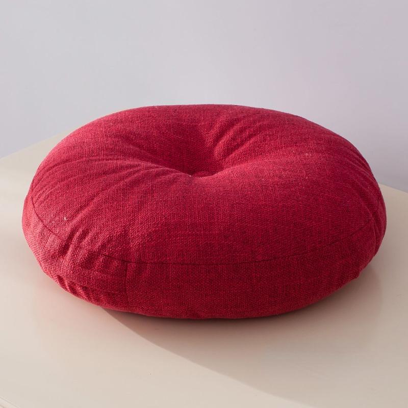 Degrees of Comfort Meditation Floor Pillow- Solid Color Round Cotton Linen Cushion Tatami Soft Seat Cushion for Home Bedroom Living Room