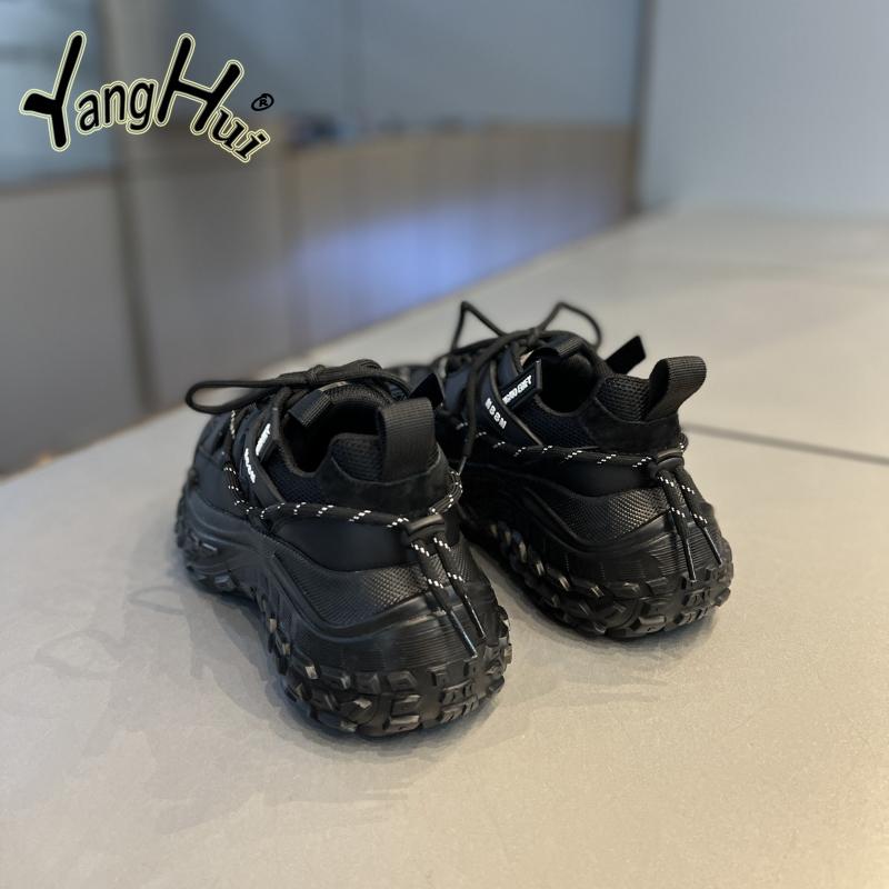 Ретро-спортивные туфли на платформе для отдыха на шинах, высота каблука средняя, 3–5 см, сетчатые кроссовки 2024 года, новая мода, осень и зима