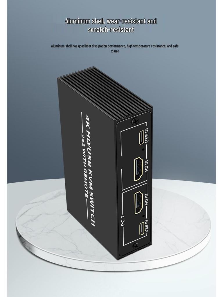 KVM-переключатель 2x1 HDMI: Видео 4K, Совместное использование USB-мыши и клавиатуры