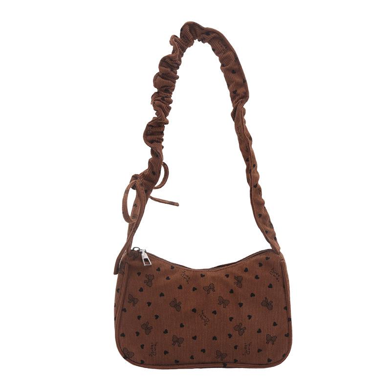 Corduroy Polka Dot Ruffle Crossbody Bag - Autumn/Winter 2025 Collection